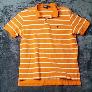 Ralph Lauren Orange and White Striped Polo Shirt
